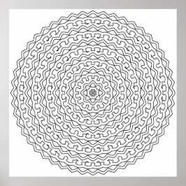 Intricate Concentric Loop Mandala with Floral Core Poster