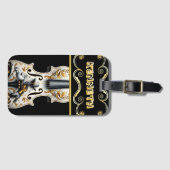 Intricate Cowboyszene auf eleganter Violine Gepäckanhänger (Vorderseite (Horizontal))