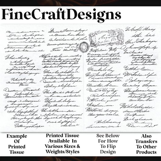 Intricate Elegant Cursive Writing AF2 Decoupage Seidenpapier