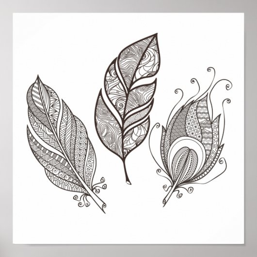 Intricate Feather Doodle 2 Poster (Vorne)