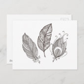Intricate Feather Doodle Postkarte (Vorne/Hinten)