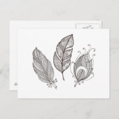 Intricate Feather Doodle Postkarte (Vorne/Hinten)