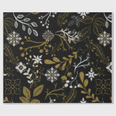 Intricate floral pattern with gold and white  geschenkpapier (Flach)