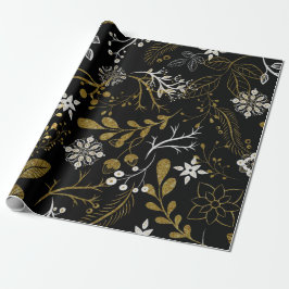 Intricate floral pattern with gold and white  geschenkpapier