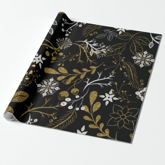 Intricate floral pattern with gold and white  geschenkpapier (Ungerollt)