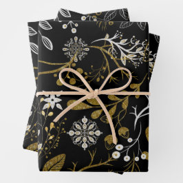 Intricate floral pattern with gold and white  geschenkpapier set