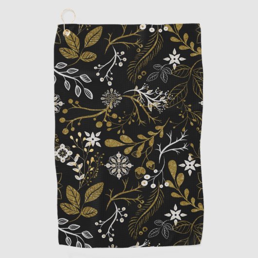 Intricate floral pattern with gold and white golfhandtuch (Vorderseite)
