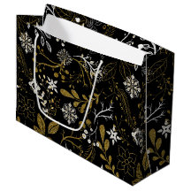 Intricate floral pattern with gold and white 