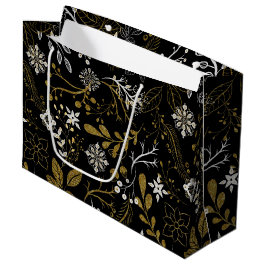 Intricate floral pattern with gold and white  große geschenktüte