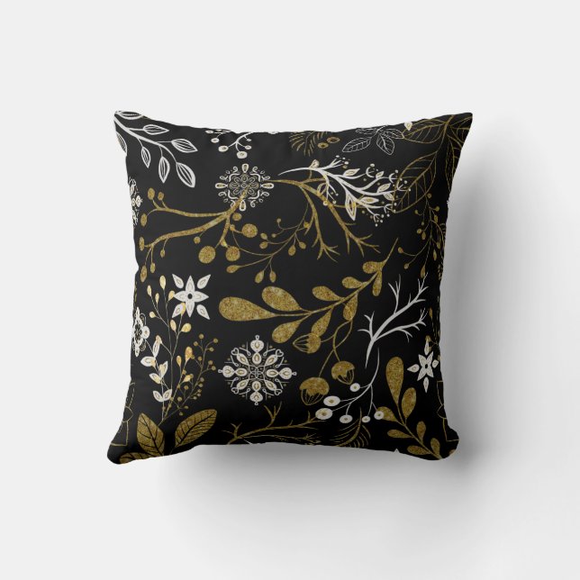 Intricate floral pattern with gold and white  kissen (Rückseite)