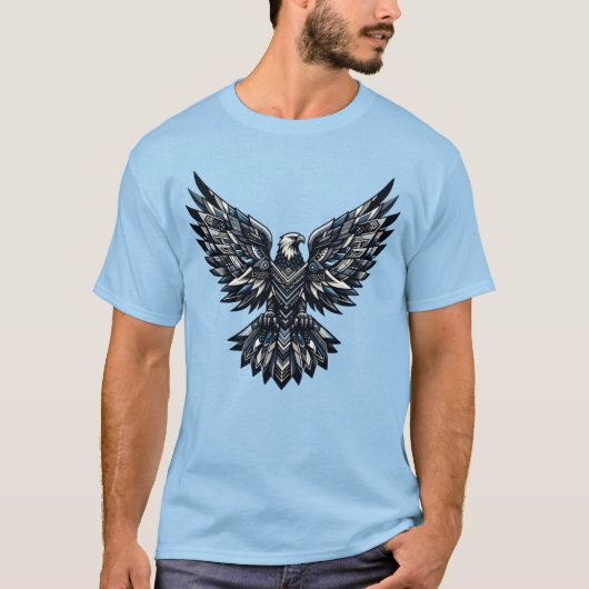 Intricate Geometric Eagle Majestät Design T-Shirt (Vorderseite)