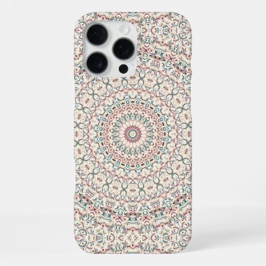 Intricate Geometric Mandala in Teal, Rose, & Sand iPhone Hülle (Rückseite)