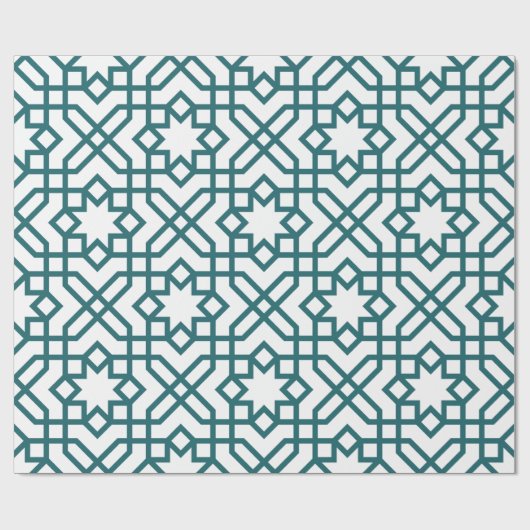 Intricate geometric pattern with teal interconnect geschenkpapier (Flach)