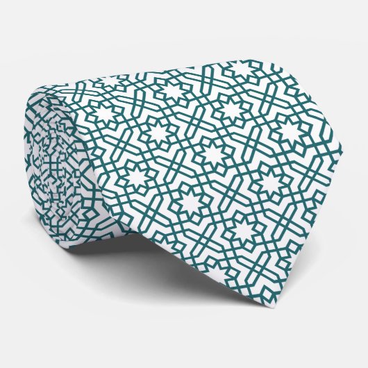 Intricate geometric pattern with teal interconnect krawatte (Gerollt)