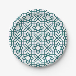 Intricate geometric pattern with teal interconnect pappteller
