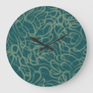 Intricate gestrichelte Textur, türkisfarbenes abst Große Wanduhr