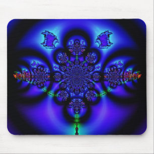 Intricate Glows Blue Fraktal Mousepad