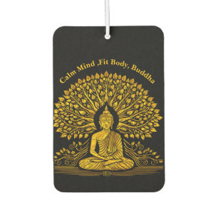 Intricate Gold Buddha umgeben von üppigen Folies Autolufterfrischer
