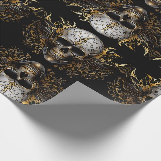 Intricate Gold lächelnd Stammekull Geschenkpapier (Ecke)