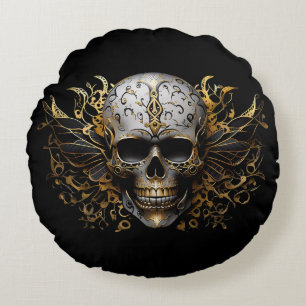Intricate Gold lächelnd Stammekull Rundes Kissen