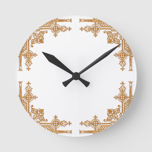 Intricate Gold Runde Wanduhr (Vorderseite)
