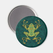 Intricate Golden Blue Tree Frog Magnet (Vorderseite/Rückseite)