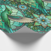 Intricate green and teal stained glass-style  geschenkpapier (Ecke)