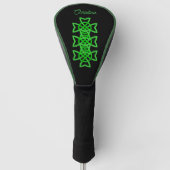 Intricate Green Celtic Irish Knot Design Black Golf Headcover (Vorderseite)
