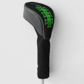 Intricate Green Celtic Irish Knot Design Black Golf Headcover (angewinkelt)