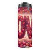 Intricate Heart Pattern Love Typography Thermosbecher (Vorderseite)