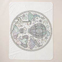 Intricate Hot Air Balloon Mandala Pastel Fleece Bl