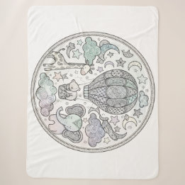 Intricate Hot Air Balloon Mandala Pastel Fleece Bl Sherpadecke