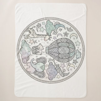 Intricate Hot Air Balloon Mandala Pastel Fleece Bl Sherpadecke