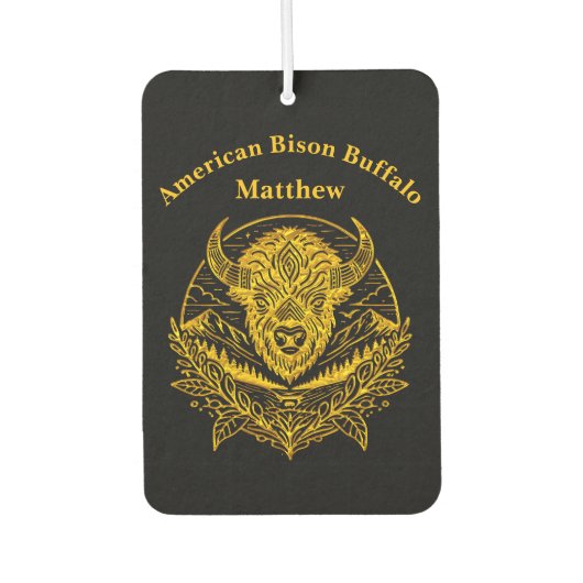 Intricate Illustration of a Gold Bison in Nature Autolufterfrischer (Vorderseite)