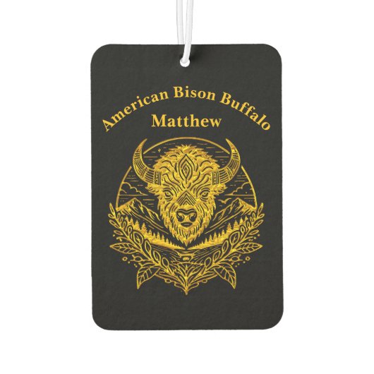 Intricate Illustration of a Gold Bison in Nature Autolufterfrischer (Rückseite)