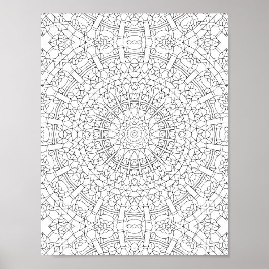 Intricate Kaleidoscope Mandala Coloring Page Poster (Vorne)