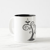 Intricate Line Art Design Tasse mit Wirbel. (Vorderseite Links)