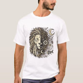 Intricate Lion Head Illustration mit Floral und C T-Shirt (Vorderseite)