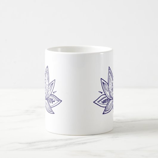 Intricate Lotus Blume Distressed Line Art Kaffeetasse (Mittel)