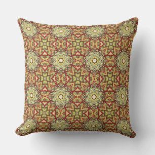Intricate Mandala Red Gold Ethnic Muster Design. Kissen