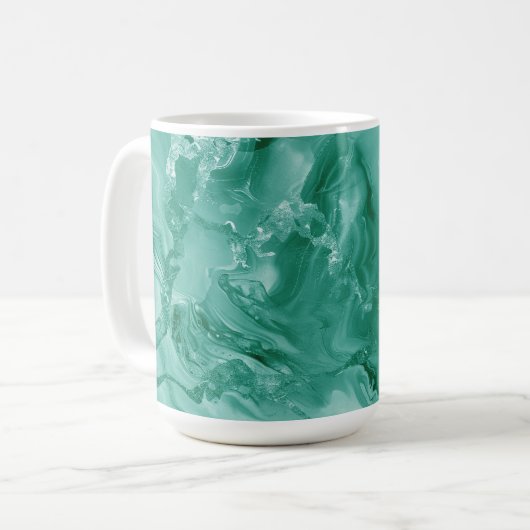 Intricate Marble Pattern in Rich Teal and Green Kaffeetasse (Vorderseite Links)