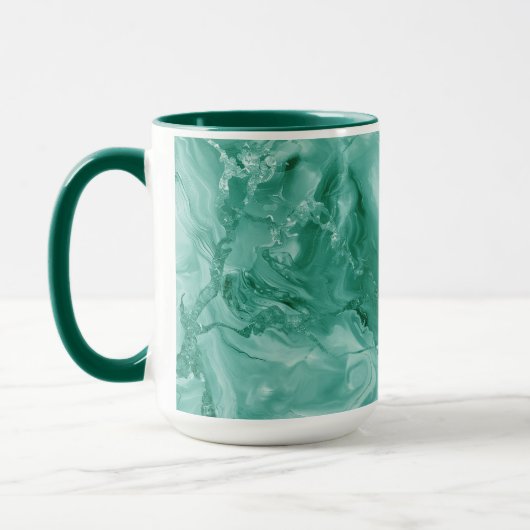 Intricate Marble Pattern in Rich Teal and Green Tasse (Links)