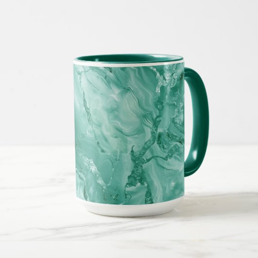 Intricate Marble Pattern in Rich Teal and Green Tasse (VorderseiteRechts)
