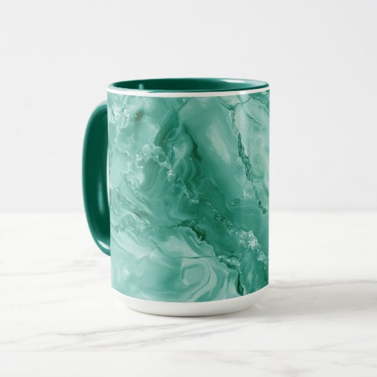 Intricate Marble Pattern in Rich Teal and Green Tasse (Vorderseite Links)