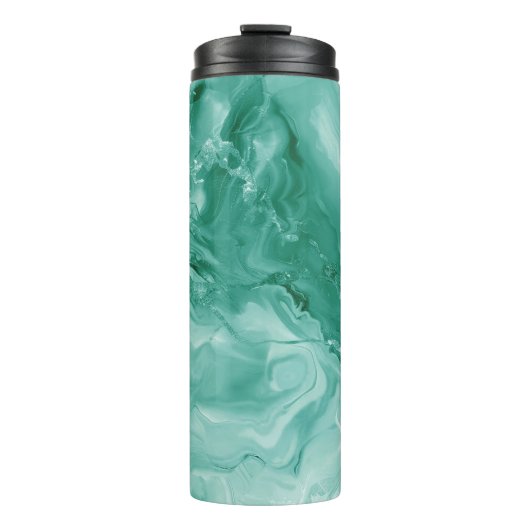 Intricate Marble Pattern in Rich Teal and Green Thermosbecher (Vorderseite)