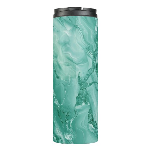 Intricate Marble Pattern in Rich Teal and Green Thermosbecher (Rückseite)