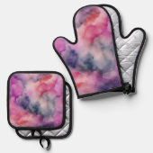 Intricate Marbling Effect Ofenhandschuh & Topflappen-Set (Vorderseite/Rückseite)