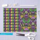 Intricate Mardi Gras Colors Dragon, Diamond Seidenpapier (Handwerk)