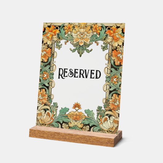 Intricate Motif Filigree, Clear Center Table Sign Acrylschild (Winkel)