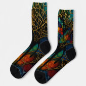 Intricate Multi-Layered Alcohol Ink Pattern Socken (Linkes Detail)